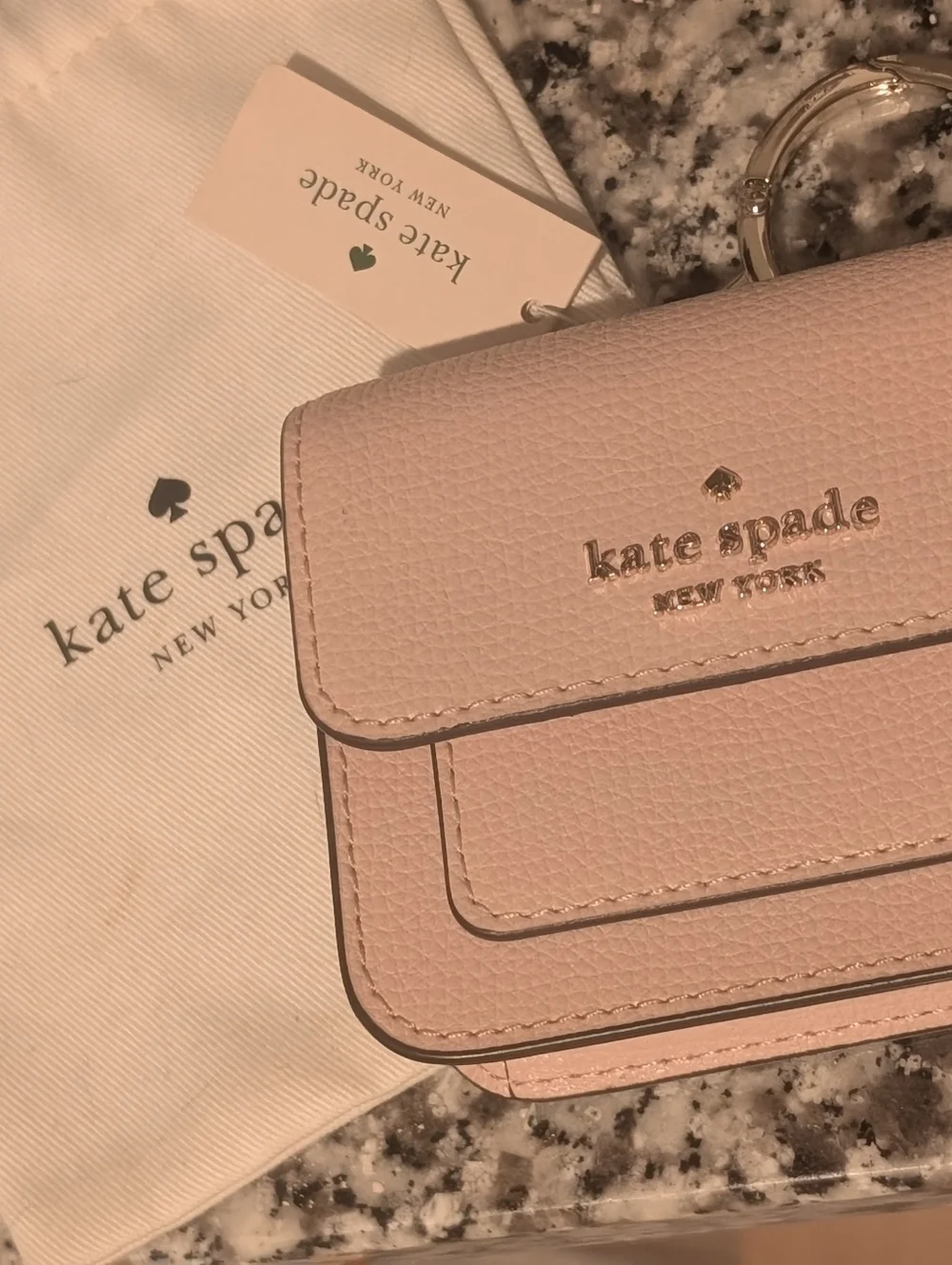 Kate Spade New York ♠️ blush Pink Mini crossbody key fob Cardholder coin purse